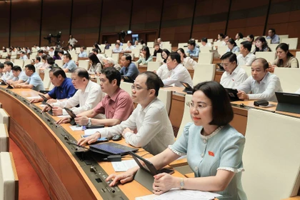 Các đại biểu Quốc hội khóa XV trong phiên làm việc tại nghị trường. (Ảnh: Doãn Tấn/TTXVN)