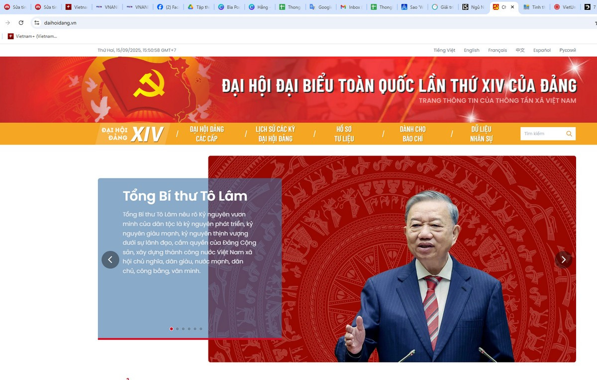 Chuyên trang thông tin về Đại hội XIV của Đảng. (Ảnh chụp màn hình) chuyen-trang-dh-dang.png