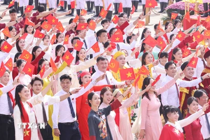 Khối Văn hóa, Thể thao diễu hành Kỷ niệm 80 năm Quốc khánh 2/9. (Ảnh: Thống Nhất/TTXVN)