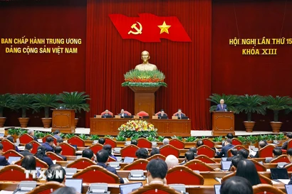 Tổng Bí thư Tô Lâm phát biểu khai mạc Hội nghị lần thứ 15 Ban Chấp hành Trung ương Đảng khóa XIII. (Ảnh: Doãn Tấn/TTXVN)