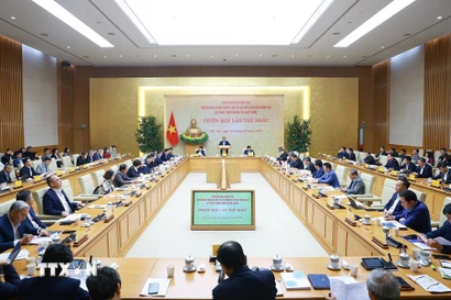 Phiên họp lần thứ nhất của Ban Chỉ đạo về phát triển kinh tế nhà nước. (Ảnh: Dương Giang/TTXVN)
