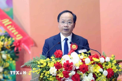 Đồng chí Nguyễn Duy Lâm - Bí thư Tỉnh ủy, Trưởng đoàn đại biểu Đảng bộ tỉnh Hà Tĩnh. (Nguồn: TTXVN)