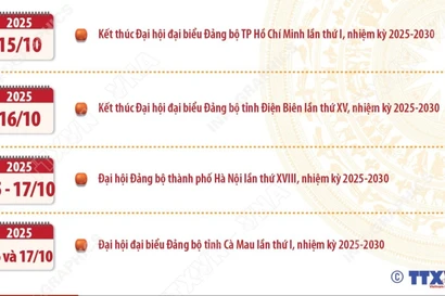 Thời gian dự kiến tổ chức Đại hội đại biểu Đảng bộ các tỉnh, thành phố