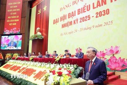 Tổng Bí thư Tô Lâm phát biểu chỉ đạo Đại hội đại biểu Đảng bộ Quốc hội lần thứ nhất. (Ảnh: Thống Nhất/TTXVN)