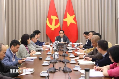 Ông Lê Hoài Trung, Bí thư Trung ương Đảng, Bộ trưởng Ngoại giao chủ trì cuộc họp. (Ảnh: An Đăng/TTXVN)