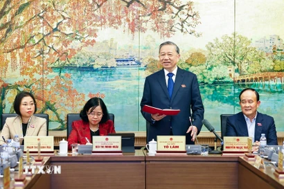 Tổng Bí thư Tô Lâm, đại biểu Quốc hội thành phố Hà Nội phát biểu. (Ảnh: Doãn Tấn/TTXVN)