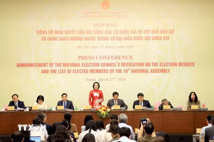 Quang cảnh buổi họp báo. (Ảnh: Tuấn Anh/TTXVN)