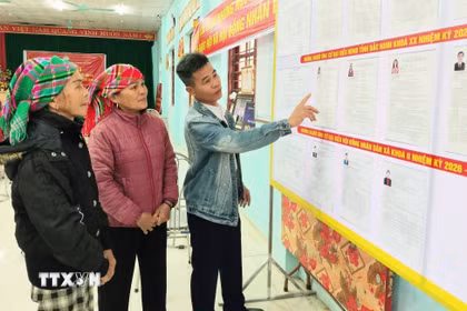 Danh sách và tiểu sử tóm tắt của các ứng cử viên được niêm yết công khai để cử tri tìm hiểu trước khi lựa chọn. (Ảnh: Đồng Thúy/TTXVN)