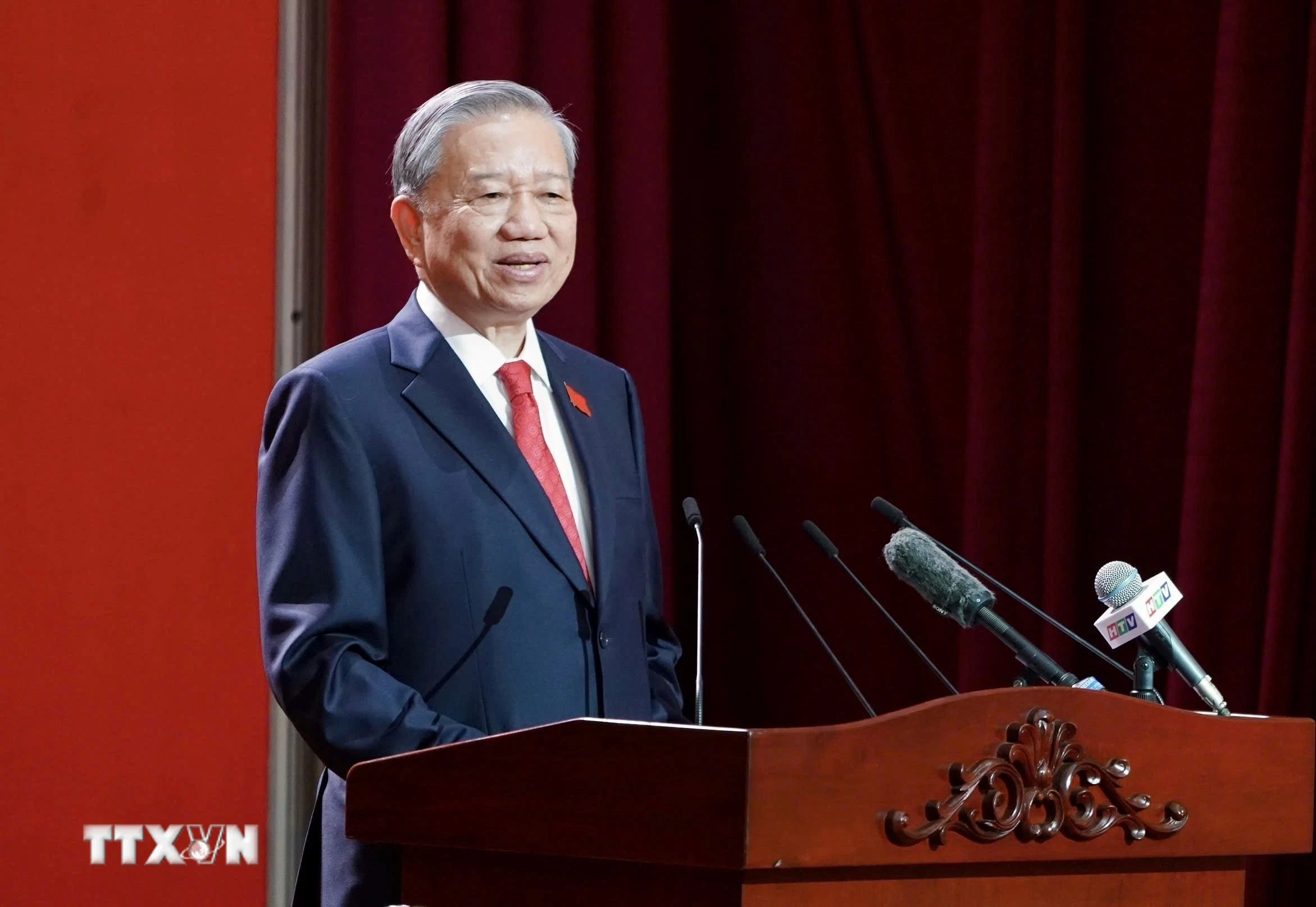 Tổng Bí thư Tô Lâm phát biểu chỉ đạo đại hội. (Ảnh: Thanh Vũ/TTXVN)