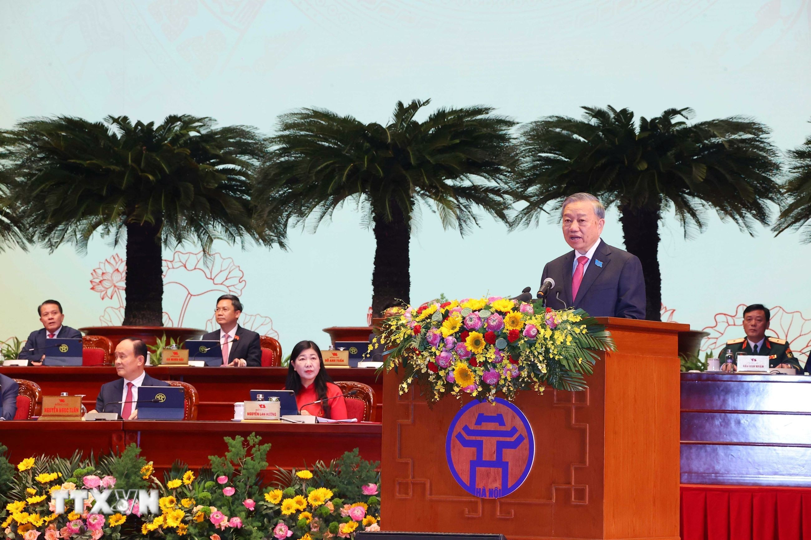 Tổng Bí thư Tô Lâm phát biểu chỉ đạo Đại hội đại biểu Đảng bộ thành phố Hà Nội lần thứ 18. (Ảnh: Văn Điệp/TTXVN)