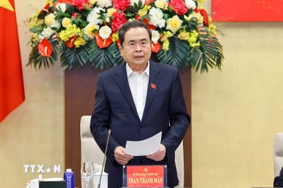 Chủ tịch Quốc hội Trần Thanh Mẫn phát biểu. (Ảnh: Doãn Tấn/TTXVN)