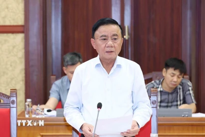 Đồng chí Trần Cẩm Tú, Ủy viên Bộ Chính trị, Thường trực Ban Bí thư, Trưởng Tiểu ban chủ trì phiên họp. (Ảnh: Phương Hoa/TTXVN)