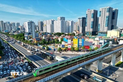 Tuyến đường sắt đô thị Cát Linh-Hà Đông (Hà Nội) đưa vào khai thác từ 6/11/2021. (Ảnh: Tuấn Anh/TTXVN)