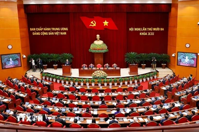 Quang cảnh phiên khai mạc Hội nghị lần thứ mười ba, Ban Chấp hành Trung ương Đảng khoá XIII. (Ảnh: Doãn Tấn/TTXVN)