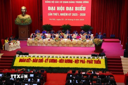 Phiên trù bị Đại hội đại biểu Đảng bộ các cơ quan Đảng Trung ương lần thứ nhất, nhiệm kỳ 2025-2030. )Ảnh: Văn Điệp/TTXVN)