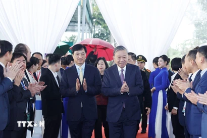 Tổng Bí thư Tô Lâm đến dự Lễ khởi công. (Ảnh: Thống Nhất/TTXVN)