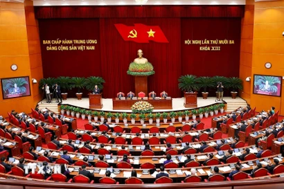 Phiên khai mạc Hội nghị lần thứ mười ba, Ban Chấp hành Trung ương Đảng khóa XIII. (Ảnh: Doãn Tấn/TTXVN)