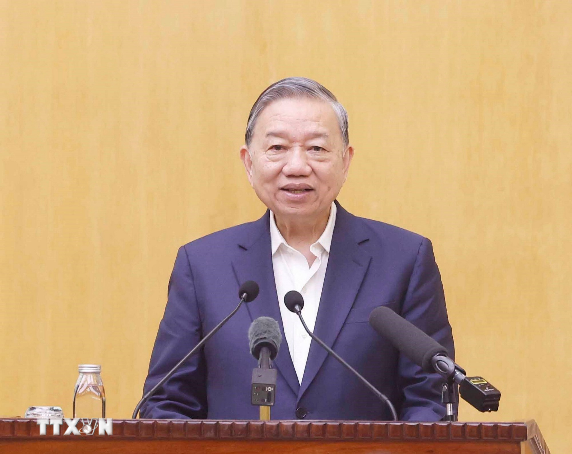 Tổng Bí thư Tô Lâm trình bày chương trình hành động với cử tri. (Ảnh: Thống Nhất/TTXVN)