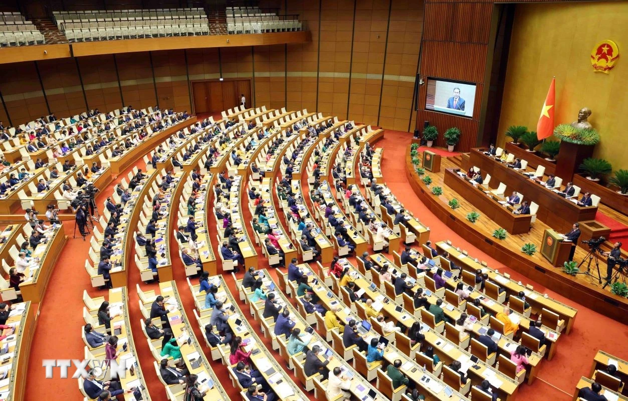 Đại hội đại biểu Đảng bộ Quốc hội lần thứ I, nhiệm kỳ 2025-2030 sẽ diễn ra tại Hội trường Diên Hồng, Nhà Quốc hội, Thủ đô Hà Nội. (Ảnh: Phạm Kiên/TTXVN)