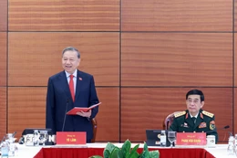 Tổng Bí thư Tô Lâm phát biểu thảo luận tại Đoàn. (Ảnh: TTXVN)