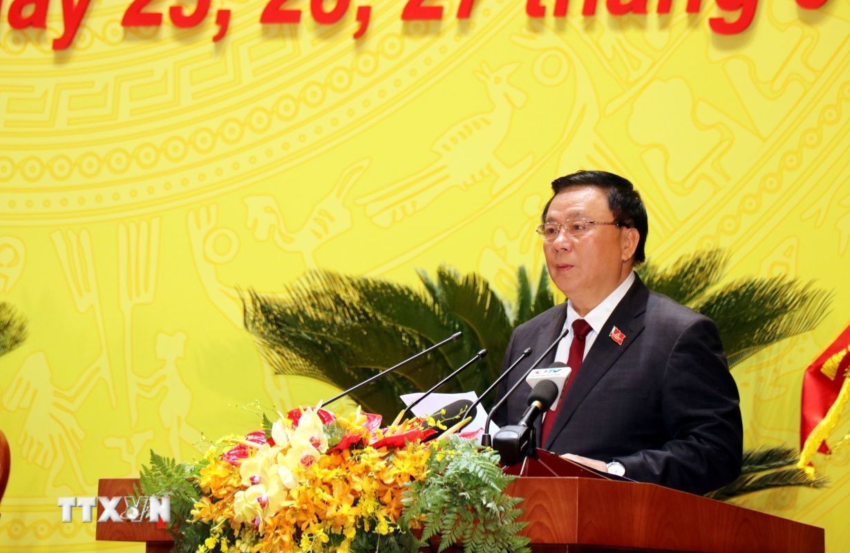 Đồng chí Nguyễn Xuân Thắng phát biểu chỉ đạo Đại hội. (Ảnh: Văn Đức/TTXVN) ttxvn-khai-mac-dai-hoi-dai-bieu-dang-bo-tinh-quang-ninh-lan-thu-xvi-2609-2.jpg