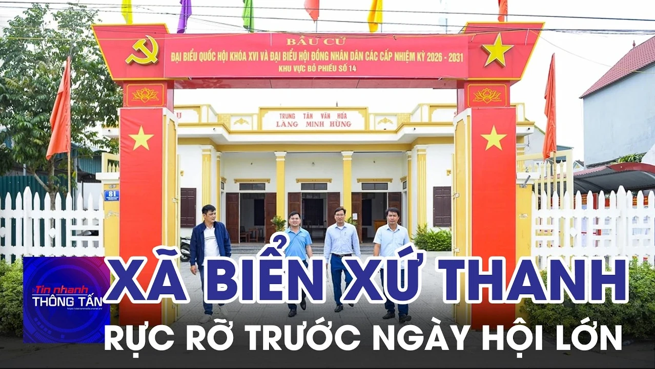 Xã biển đông dân nhất tỉnh Thanh Hóa rực rỡ cờ hoa trước ngày hội lớn