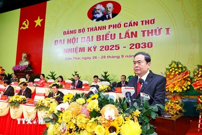 Chủ tịch Quốc hội Trần Thanh Mẫn phát biểu chỉ đạo Đại hội. (Ảnh: Doãn Tấn/TTXVN)