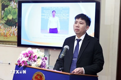 Bí thư Chi bộ lưu học sinh Việt Nam tại Bắc Kinh Hoàng Đình Thiết. (Ảnh: Công Tuyên/TTXVN)