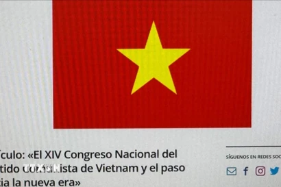 Bài viết “Đại hội đại biểu toàn quốc lần thứ 14 của Đảng Cộng sản Việt Nam và bước tiến tới kỷ nguyên mới” đăng trên trang mạng aladaainternacional.com của Trung tâm nghiên cứu Mỹ Latinh về châu Á và châu Phi. (Ảnh: TTXVN phát)