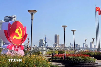 Thành phố Đà Nẵng được trang hoàng cờ hòa chào mừng sự kiện trọng đại của Đất nước. (Ảnh: Trần Lê Lâm/TTXVN)