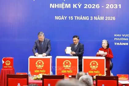 Tổng Bí thư Tô Lâm bỏ phiếu tại phường Ba Đình, thành phố Hà Nội