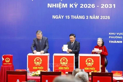 Tổng Bí thư Tô Lâm bỏ phiếu tại phường Ba Đình, thành phố Hà Nội