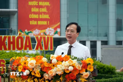 Phó Bí thư Tỉnh ủy, Chủ tịch UBND tỉnh Vĩnh Long Trần Trí Quang. (Ảnh: Phạm Minh Tuấn/TTXVN)