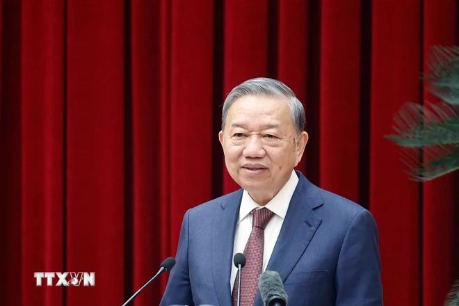 Tổng Bí thư Tô Lâm phát biểu. (Ảnh: Thống Nhất/TTXVN)