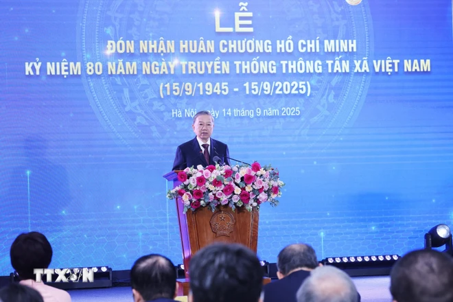 Tổng Bí thư Tô Lâm phát biểu tại lễ kỷ niệm. (Ảnh: Lâm Khánh/TTXVN)