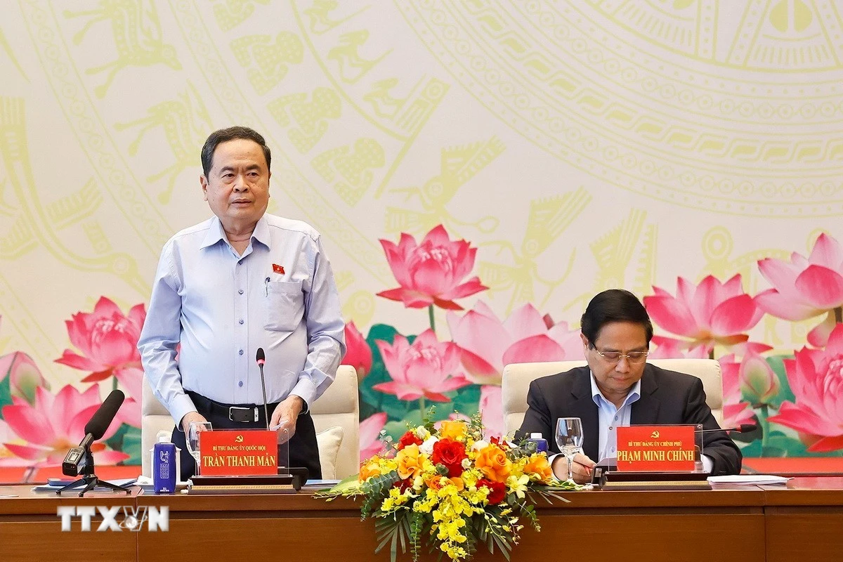 Chủ tịch Quốc hội Trần Thanh Mẫn phát biểu khai mạc hội nghị. (Ảnh: Doãn Tấn/TTXVN)