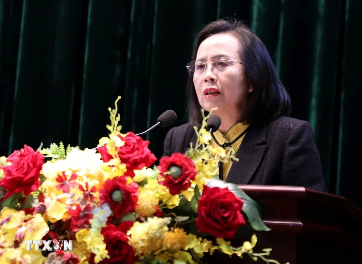 Phó Bí thư Thường trực Tỉnh ủy Lạng Sơn Đoàn Thị Hậu yêu cầu các địa phương bảo đảm tuyệt đối an toàn cuộc bầu cử, không để xảy ra tình huống đột xuất, bất ngờ. (Ảnh: Văn Đạt/TTXVN)