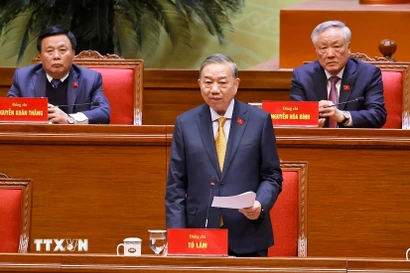 Tổng Bí thư Tô Lâm, Chủ tịch Đoàn Chủ tịch điều hành phiên họp. (Ảnh: TTXVN)