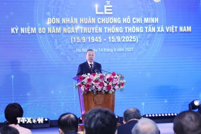 Tổng Bí thư Tô Lâm phát biểu tại lễ kỷ niệm. (Ảnh: Lâm Khánh/TTXVN)