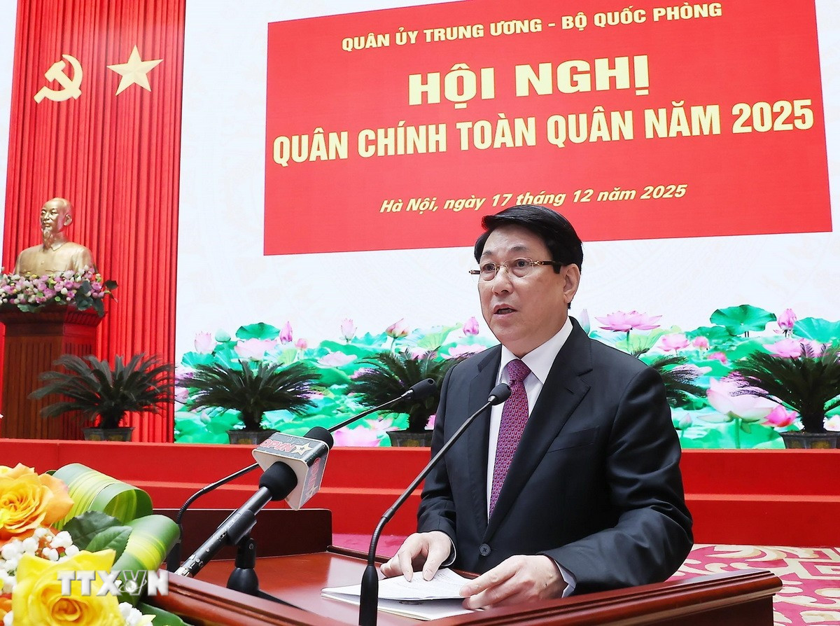 Chủ tịch nước Lương Cường phát biểu chỉ đạo. (Ảnh: Lâm Khánh/TTXVN)