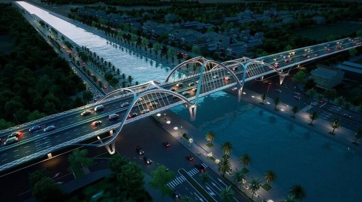 Phối cảnh cầu Nguyễn Chí Thanh bắc qua kênh xáng Xà No, Thành phố Cần Thơ.