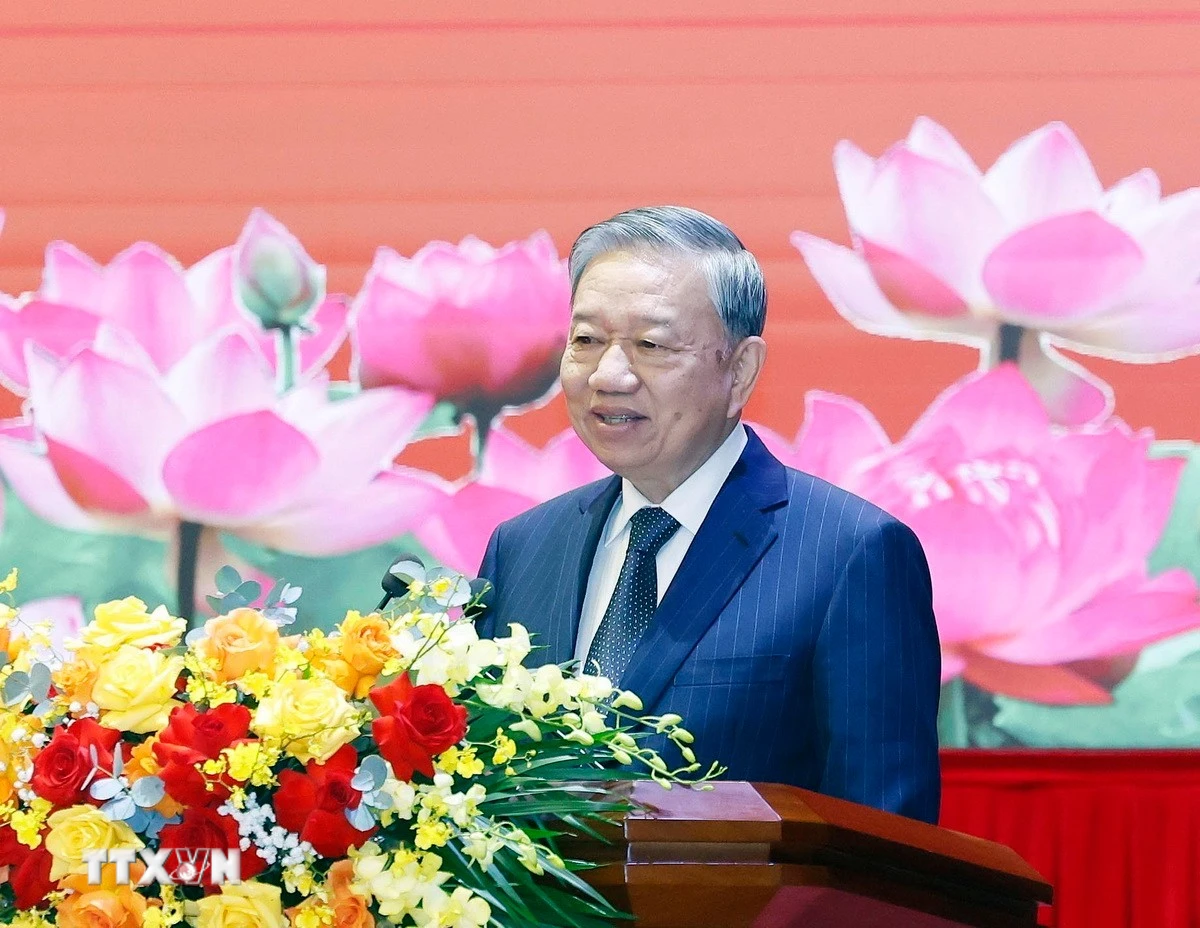 Tổng Bí thư Tô Lâm phát biểu. (Ảnh: Thống Nhất/TTXVN)