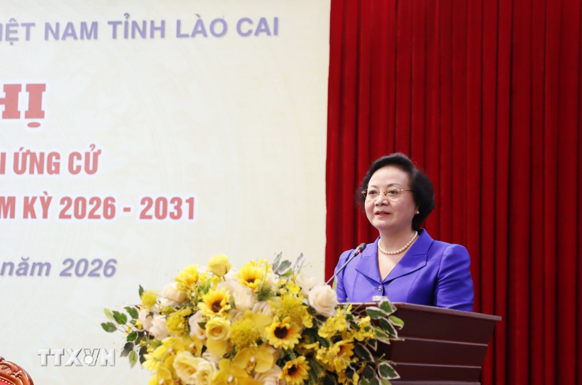 Bí thư Trung ương Đảng, Phó Thủ tướng Chính phủ Phạm Thị Thanh Trà đại diện cho các ứng cử viên phát biểu tại hội nghị. (Ảnh: Tuấn Anh/TTXVN)