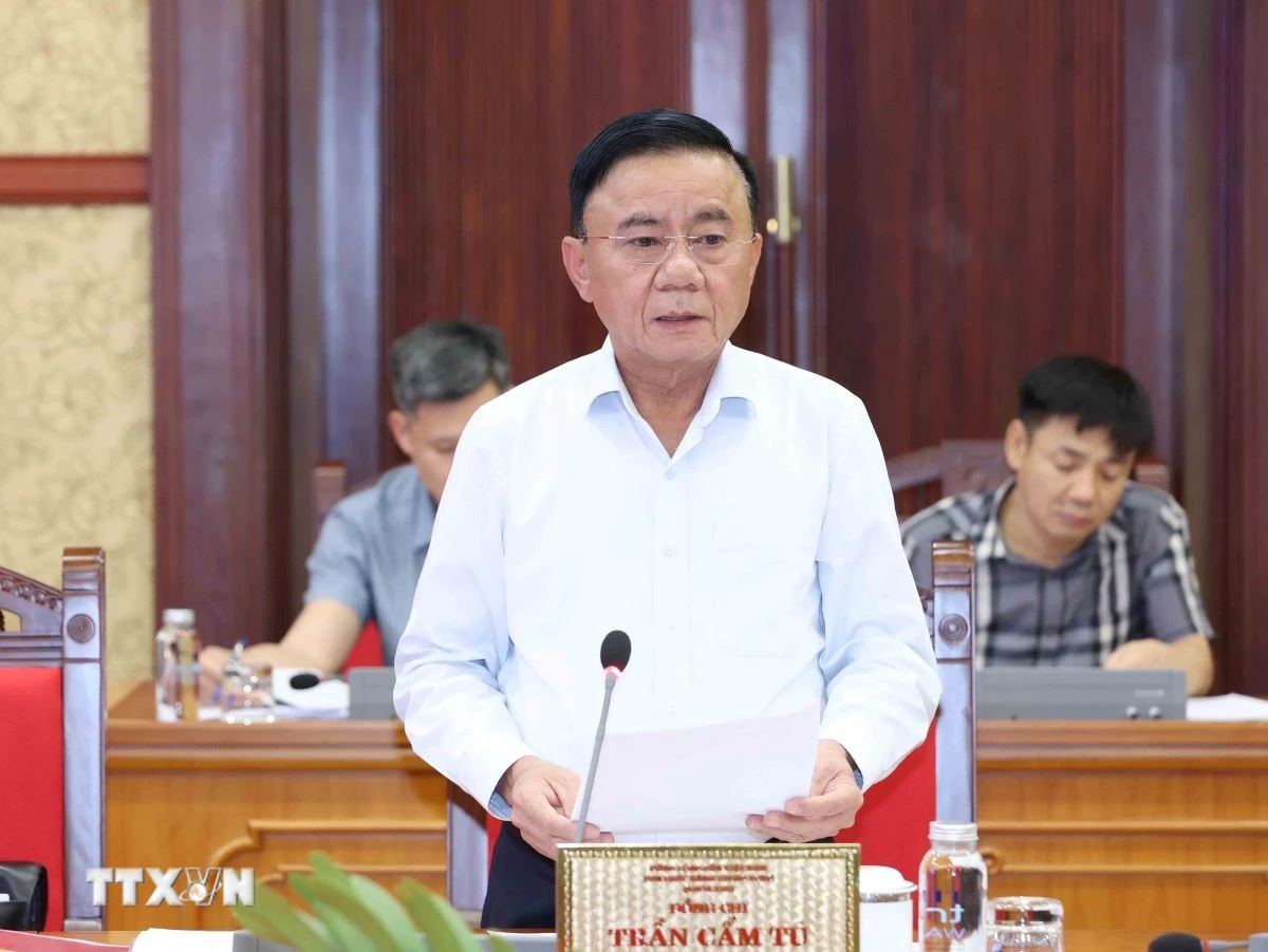 Đồng chí Trần Cẩm Tú, Ủy viên Bộ Chính trị, Thường trực Ban Bí thư, Trưởng Tiểu ban chủ trì phiên họp. (Ảnh: Phương Hoa/TTXVN)