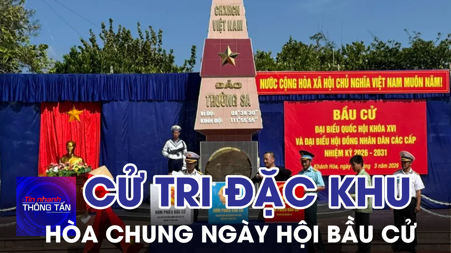 Cử tri đặc khu Trường Sa hòa chung ngày hội bầu cử của cả nước 