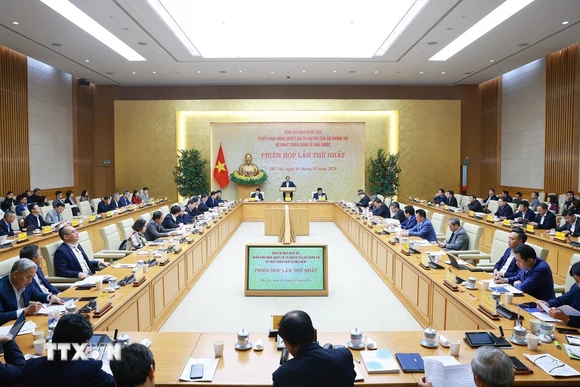 Phiên họp lần thứ nhất của Ban Chỉ đạo về phát triển kinh tế nhà nước. (Ảnh: Dương Giang/TTXVN)