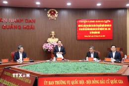 Đại tướng Trịnh Văn Quyết, Ủy viên Bộ Chính trị, Trưởng Ban Tuyên giáo và Dân vận Trung ương phát biểu tại buổi làm việc. (Ảnh: Phạm Cường/TTXVN)