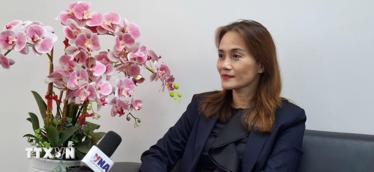 Bà Nguyễn Thị Thanh Vân, Phó Chủ tịch Hội Doanh nghiệp Việt Nam tại Malaysia Á trả lời phỏng vấn phóng viên TTXVN tại Malaysia. (Ảnh: Thành Trung/TTXVN)