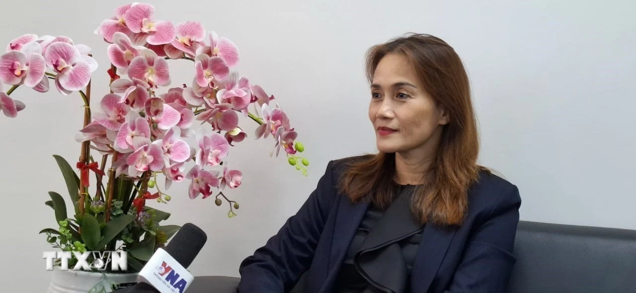 Bà Nguyễn Thị Thanh Vân, Phó Chủ tịch Hội Doanh nghiệp Việt Nam tại Malaysia Á trả lời phỏng vấn phóng viên TTXVN tại Malaysia. (Ảnh: Thành Trung/TTXVN)