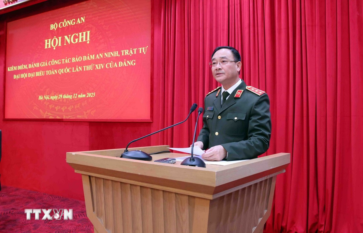 Thượng tướng Phạm Thế Tùng, Thứ trưởng Bộ Công an, phát biểu. (Ảnh: Phạm Kiên/TTXVN)